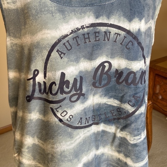 Lucky Brand Blue Tie Dye Scoop Neck Muscle Tank XXL - Picture 2 of 7